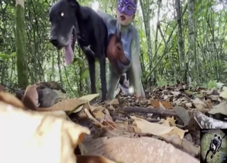 Skinny lady takes a dog's dick in her pussy