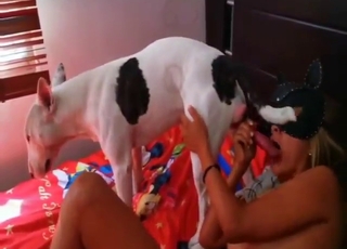 Deep blowjob, crazy doggystyle with a dog