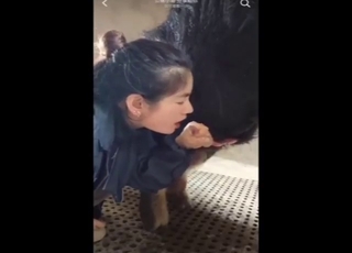 Zoophilic lady works hard to keep the animal horny